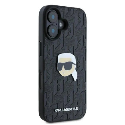 Karl Lagerfeld Monogram Karl Head Pin - dėklas, skirtas iPhone 16 (juodas)