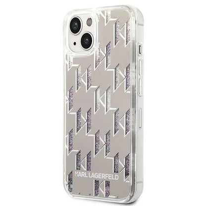Karl Lagerfeld Monogram Liquid Glitter – dėklas skirtas iPhone 14 Plus (sidabras)