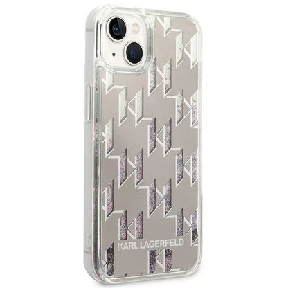 Karl Lagerfeld Monogram Liquid Glitter – dėklas skirtas iPhone 14 Plus (sidabras)
