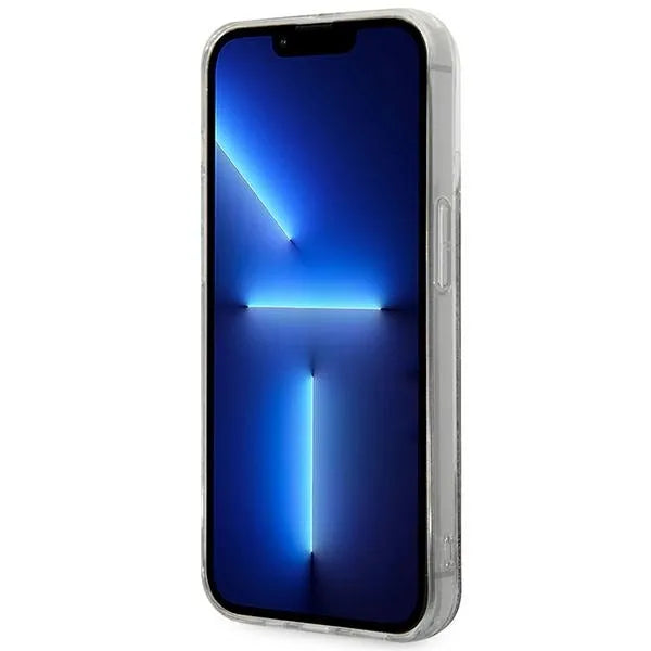 Karl Lagerfeld Monogram Liquid Glitter – dėklas, skirtas iPhone 14 Pro (sidabrinis)