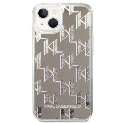 Karl Lagerfeld Monogram Liquid Glitter - Dėklas, skirtas „iPhone 14“ (sidabrinis)
