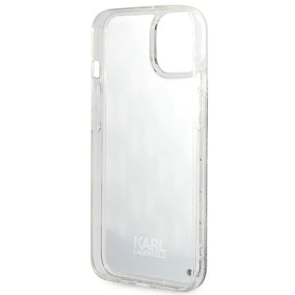 Karl Lagerfeld Monogram skysti blizgučiai – dėklas, skirtas „iPhone 14“ (juodas)