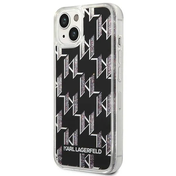 Karl Lagerfeld Monogram skysti blizgučiai – dėklas, skirtas „iPhone 14“ (juodas)