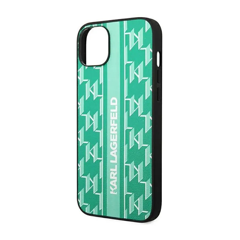 Karl Lagerfeld Monogram Stripe – dėklas iPhone 14 Plus (žalias)