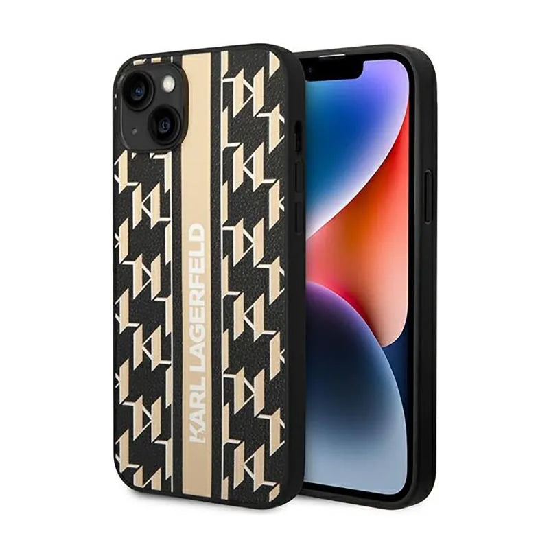 Karl Lagerfeld Monogram Stripe – iPhone 14 Plus dėklas (Rudas)