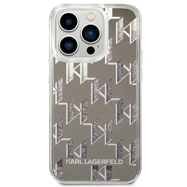 Karl Lagerfeld Monograma Skysti Blizgučiai - Dėklas, skirtas iPhone 14 Pro Max (Sidabrinis)