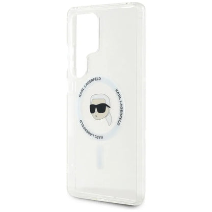 Karl Lagerfeld Mygtukas Karl Galvos Spausdintas Logotipas MagSafe - Dėklas Samsung Galaxy S25 Ultra (Baltas)