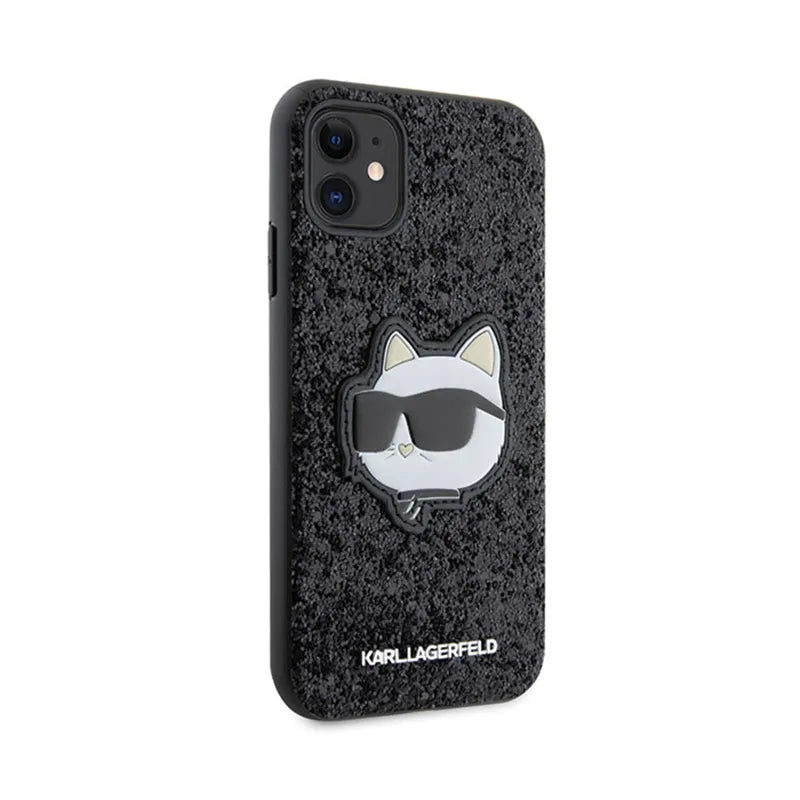 Karl Lagerfeld NFT Glitter Choupette Patch – dėklas iPhone 11 (juoda)