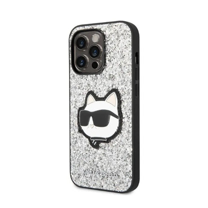 Karl Lagerfeld NFT Glitter Choupette Patch – dėklas, skirtas iPhone 14 Pro Max (sidabrinis)