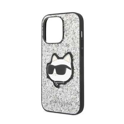 Karl Lagerfeld NFT Glitter Choupette Patch – dėklas, skirtas iPhone 14 Pro Max (sidabrinis)