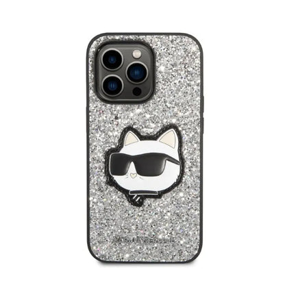 Karl Lagerfeld NFT Glitter Choupette Patch – dėklas, skirtas iPhone 14 Pro (sidabrinis)