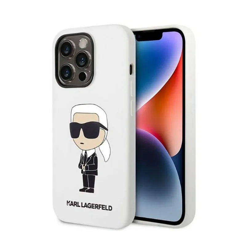 Karl Lagerfeld NFT Ikonik silikoninis dėklas, skirtas iPhone 14 Pro (Balta)