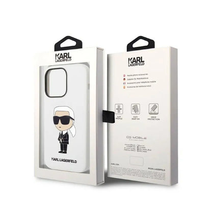Karl Lagerfeld NFT Ikonik silikoninis dėklas, skirtas iPhone 14 Pro (Balta)