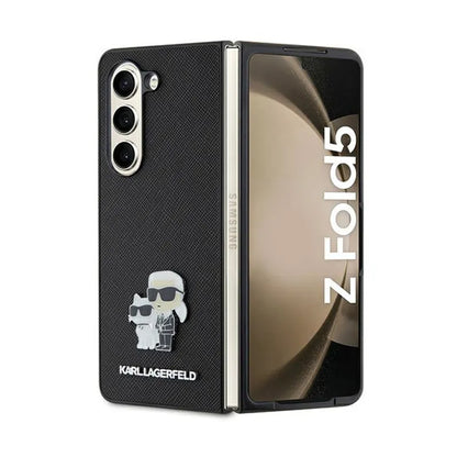 Karl Lagerfeld NFT Saffiano Karl & Choupette Pin - Samsung Galaxy Z Fold 5 dėklas (juodas)