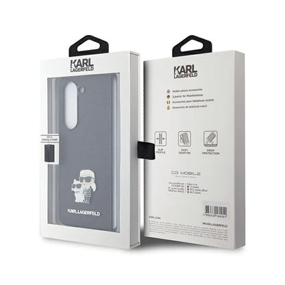 Karl Lagerfeld NFT Saffiano Karl & Choupette Pin - Samsung Galaxy Z Fold 5 dėklas (juodas)