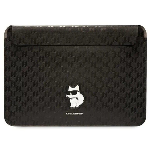Karl Lagerfeld NFT Saffiano Monogram Ikonik Choupette dėklas - 14 colių nešiojamojo kompiuterio dėklas (juodas)
