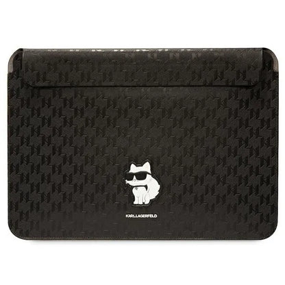Karl Lagerfeld NFT Saffiano Monogram Ikonik Choupette dėklas - 14 colių nešiojamojo kompiuterio dėklas (juodas)