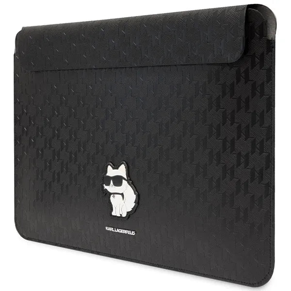 Karl Lagerfeld NFT Saffiano Monogram Ikonik Choupette dėklas - 14 colių nešiojamojo kompiuterio dėklas (juodas)