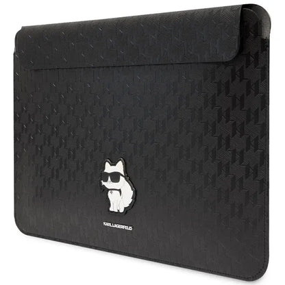 Karl Lagerfeld NFT Saffiano Monogram Ikonik Choupette dėklas - 14 colių nešiojamojo kompiuterio dėklas (juodas)