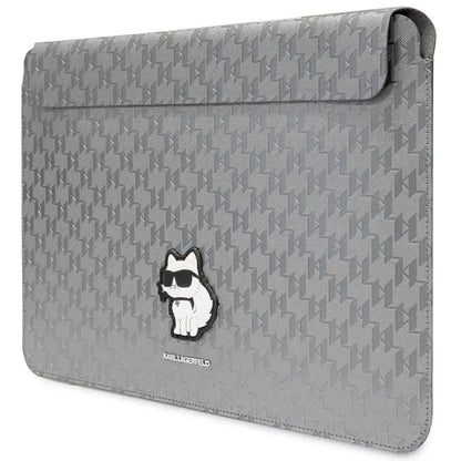 Karl Lagerfeld NFT Saffiano Monogram Ikonik Choupette dėklas - 14" nešiojamojo kompiuterio dėklas (sidabrinis)