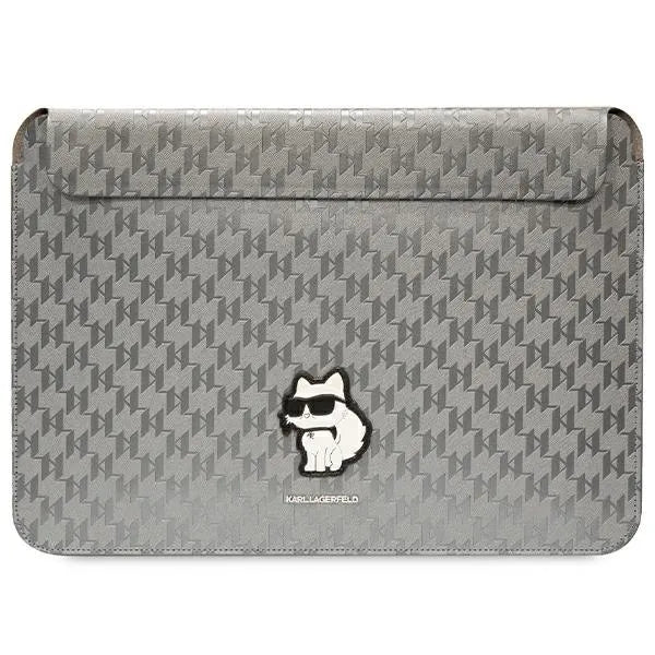 Karl Lagerfeld NFT Saffiano Monogram Ikonik Choupette dėklas - 14" nešiojamojo kompiuterio dėklas (sidabrinis)
