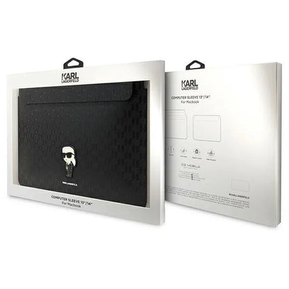 Karl Lagerfeld NFT Saffiano Monogram Ikonik Karl Sleeve – 14 col. nešiojamojo kompiuterio dėklas (juodas)