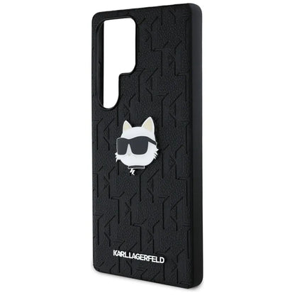 Karl Lagerfeld odinio monograma smeigtukas su „Choupette“ galva – dėklas, skirtas „Samsung Galaxy S25 Ultra“ (juodas)