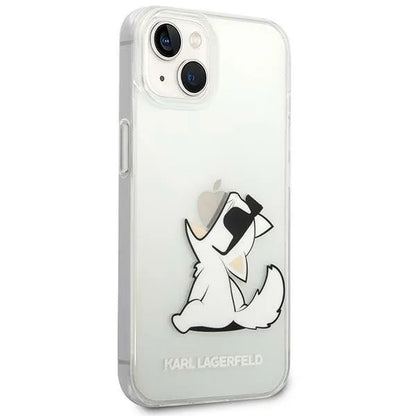 Karl Lagerfeld odos perforuotas logotipo dėklas „iPhone 14 Plus“