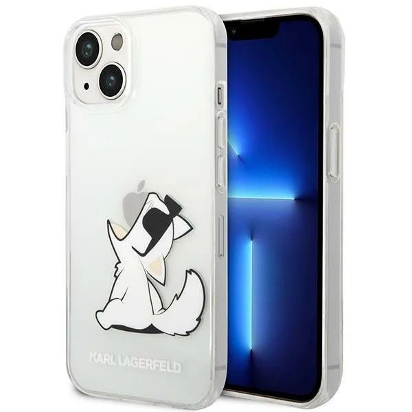 Karl Lagerfeld odos perforuotas logotipo dėklas „iPhone 14 Plus“
