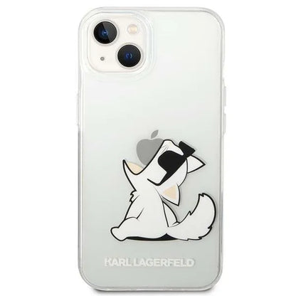 Karl Lagerfeld odos perforuotas logotipo dėklas „iPhone 14 Plus“