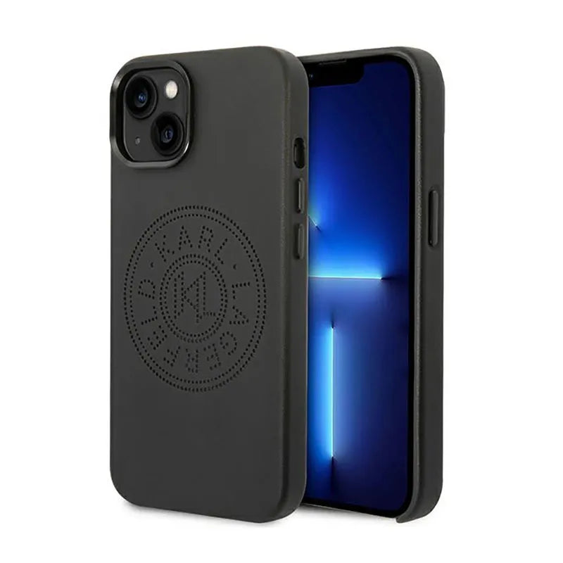 Karl Lagerfeld odos perforuoto logo dėklas - iPhone 14 Plus dėklas (juodas)