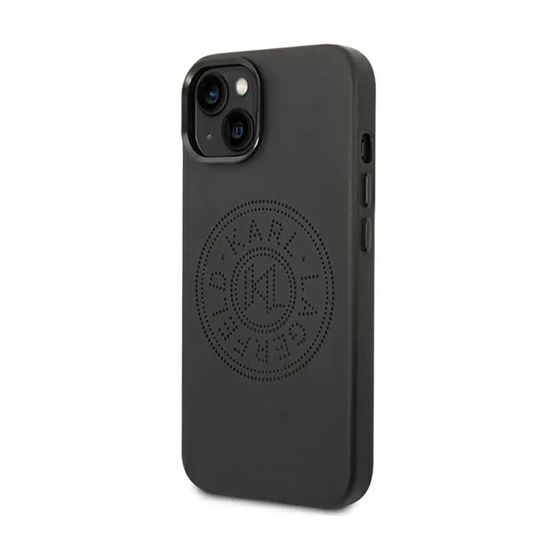 Karl Lagerfeld odos perforuoto logo dėklas - iPhone 14 Plus dėklas (juodas)