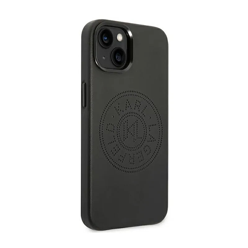 Karl Lagerfeld odos perforuoto logo dėklas - iPhone 14 Plus dėklas (juodas)