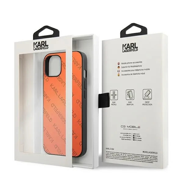 Karl Lagerfeld Perforated Allover – „iPhone 13 mini“ dėklas (oranžinis)