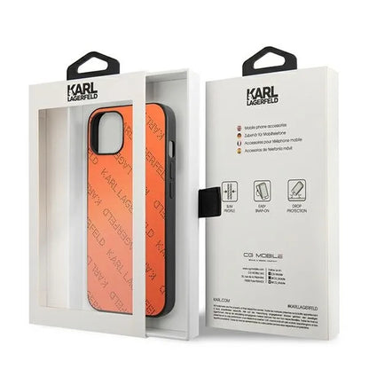 Karl Lagerfeld Perforated Allover – „iPhone 13 mini“ dėklas (oranžinis)