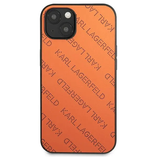 Karl Lagerfeld Perforated Allover – „iPhone 13 mini“ dėklas (oranžinis)