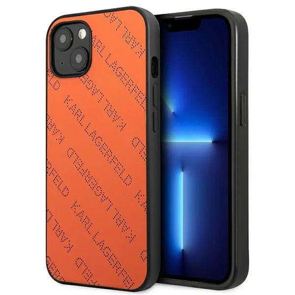 Karl Lagerfeld Perforated Allover – „iPhone 13 mini“ dėklas (oranžinis)
