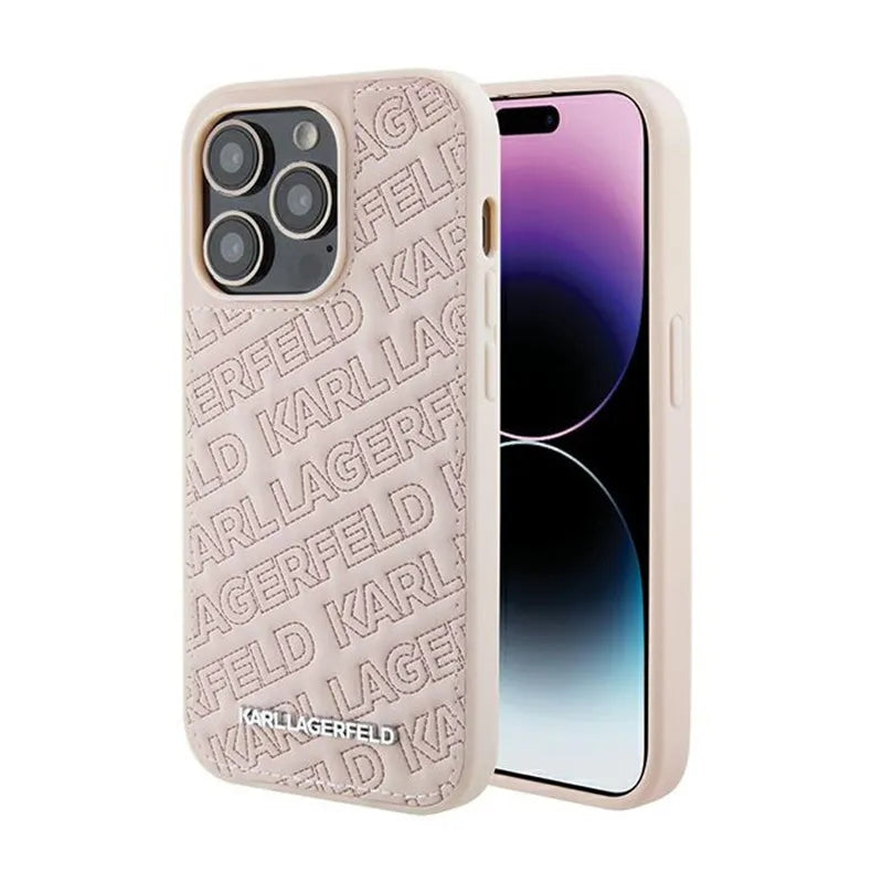 Karl Lagerfeld Quilted K Pattern – „iPhone 15 Pro Max“ dėklas (rožinis)