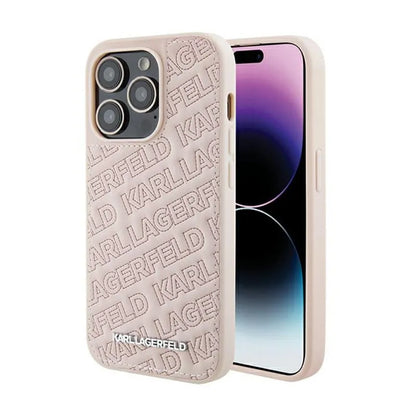Karl Lagerfeld Quilted K Pattern – „iPhone 15 Pro Max“ dėklas (rožinis)