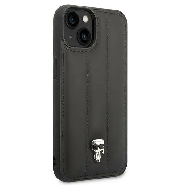 Karl Lagerfeld Quilted Puffy Ikonik Pin dėklas, skirtas iPhone 14 Plus (juodas)