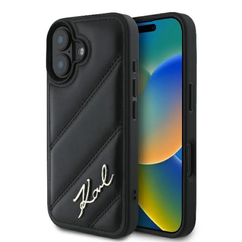 Karl Lagerfeld Quilted Signature - Dėklas iPhone 16 (juodas)