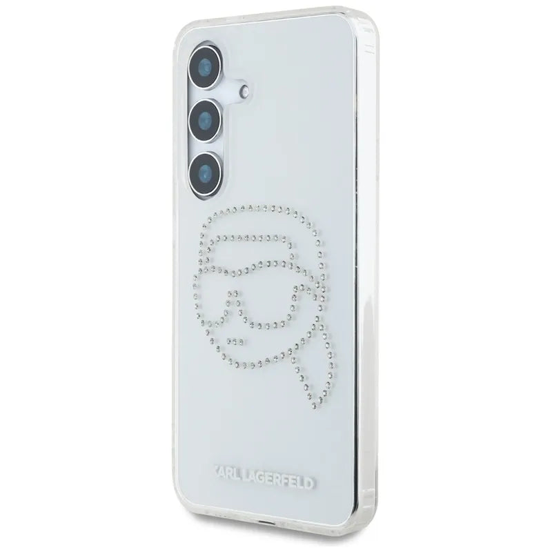 Karl Lagerfeld Rhinestones Karl Head Logo – Dėklas, skirtas Samsung Galaxy S25 (skaidrus)