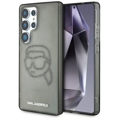 Karl Lagerfeld Rhinestones Karl Head Logo – dėklas, skirtas „Samsung Galaxy S25 Ultra“ (juodas)