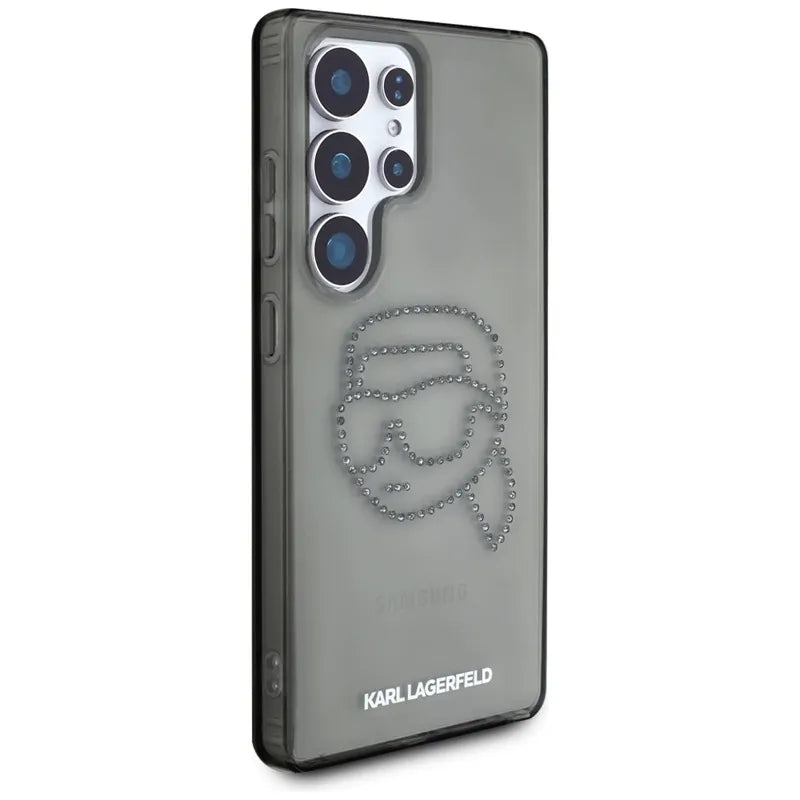 Karl Lagerfeld Rhinestones Karl Head Logo – dėklas, skirtas „Samsung Galaxy S25 Ultra“ (juodas)
