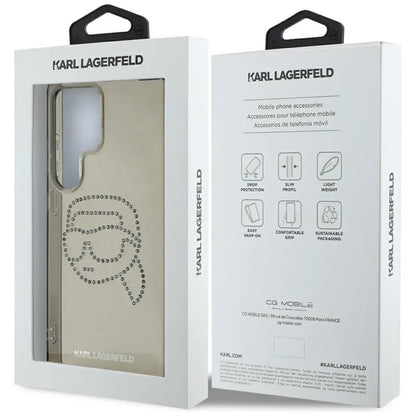 Karl Lagerfeld Rhinestones Karl Head Logo – dėklas, skirtas „Samsung Galaxy S25 Ultra“ (juodas)