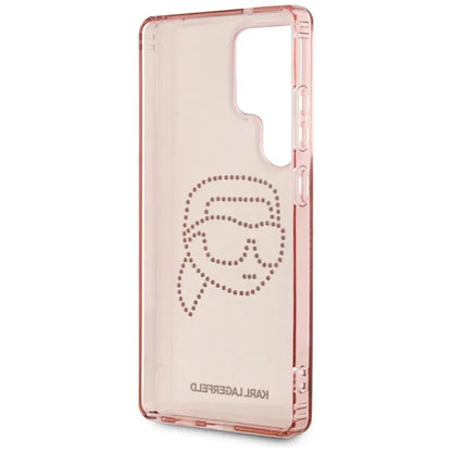 Karl Lagerfeld Rhinestones Karl Head Logo – dėklas, skirtas „Samsung Galaxy S25 Ultra“ (rožinė)