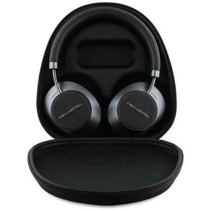 Karl Lagerfeld Saffiano Elongated – Belaidės „Bluetooth“ ANC + ENC viršgalvio ausinės (juodos)