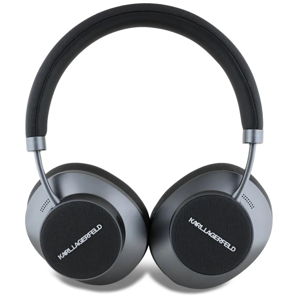 Karl Lagerfeld Saffiano Elongated – Belaidės „Bluetooth“ ANC + ENC viršgalvio ausinės (juodos)
