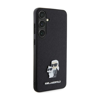 Karl Lagerfeld Saffiano Karl & Choupette Metal Pin – „Samsung Galaxy S24+“ dėklas (juodas)