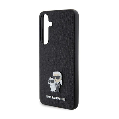 Karl Lagerfeld Saffiano Karl & Choupette Metal Pin - Samsung Galaxy S24 dėklas (juodas)